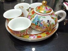 Servizio da thè sake cinese antico in miniatura in porcellana 