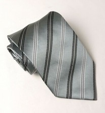 Cravatta Giorgio Mariani Lavorazione Artigianale - 100% poly - Righe Grigio-nero