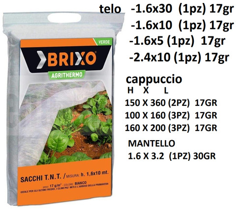 Cappuccio sacco telo antigelo