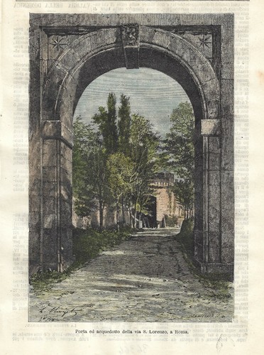 Stampa antica roma porta - roma, san
