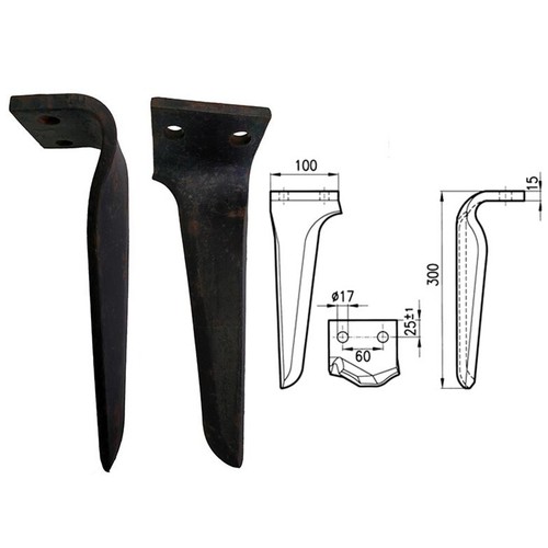 Dente per erpice rotante