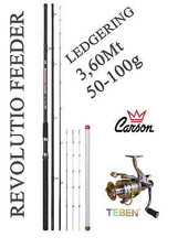 kit ledgering canna rev feeder + mulinello pesca mare orata carpa