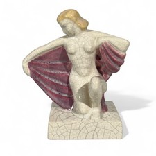 Naiade scultura Art Déco firmata Kaza Faience Craquelé Era Robj Aladin