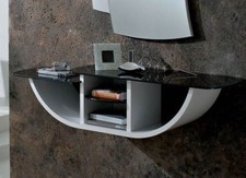 MOBILE INGRESSO MODERNO GONDOLA CONSOLLE BIANCO/TORTORA/ECRU CON VETRO COLORATO