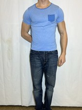 Tommy Hilfiger t-shirt denim maglietta top blu taglia S