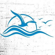 L225 Set 1 Adesivo Sole gabbiano gabbiani mare onde decalcomania Camper Barca