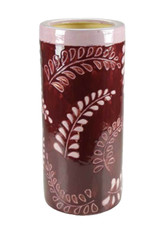 PORTA OMBRELLI CERAMICA CONTENITORE CLASSICO MODERNO FOGLIE ROSSO BORDEAUX 50*23