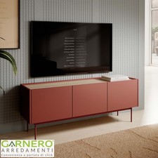 Mobile porta TV 144x55h cm design moderno soggiorno rosso rovere 3 ante PASSION