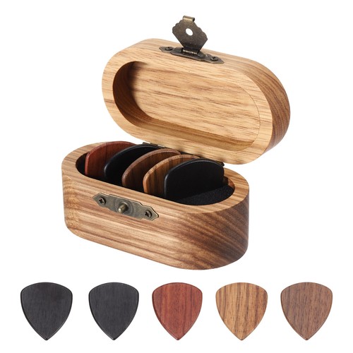 Porta plettri legno con 5 - in,