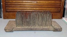 Raro E Antico Pettine Per Canapa /Lino In Ferro E Legno Articolo Da Museo