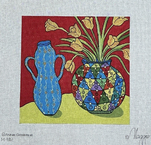 Tela punto ago - dipinta, a