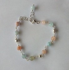 Bracciale quarzi multicolor pastello primavera montato a rosario Argento 925