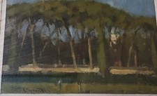 Camillo Innocenti,Villa, Olio Su Cartoncino,15x23cm