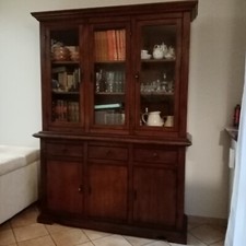 Credenza tavolo e 4 sedie legno noce arte povera