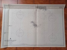 MALTA- SICILIA-LAMPEDUSA-GOZO-GRANDE CARTA NAUTICA-1972- ORIGINALE !