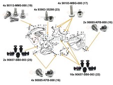 Bulloni e rivetti carena anteriore acciaio inox Honda XL1000 Varadero 2003-2011