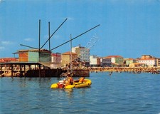 Cartolina Bellaria dal mare gommone pescatori rete da pesca  (Rimini)