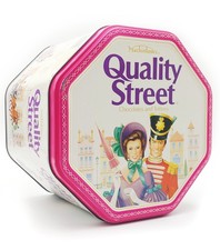 Grande scatola esagonale vintage, marca Mackintosh's Quality Street formato 3kg