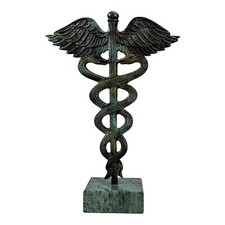 Caduceo simbolo di Dio Hermes Mercurio scultura artistica in vero bronzo...