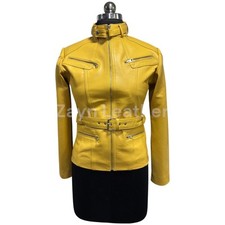 Giacca di pelle gialla da