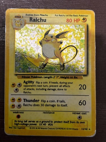 Carta pokémon raichu - carta, holo