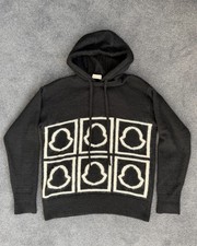 MONCLER - S/small - felpa con cappuccio in maglia logo - nero - uomo - misto lana mohair