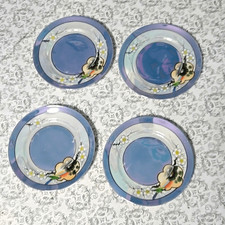 Set 8 piatti vintage anni 40 Lusterware dipinti a mano Giappone uccellini blu asiatici