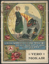 cartoncino pubblicitario FABBRICA SICILIANA TRINACRIA Scialli neri - vero Mokair