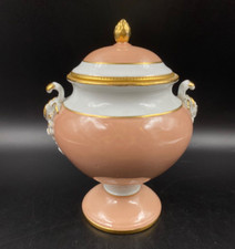 VASO POTICHE SOPRAMMOBILE PORCELLANA LIMOGES EMPIRE RILIEVO ORO