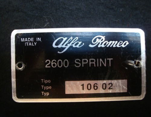 Alfa romeo targhetta igm 2600 - igm,