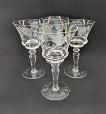 4 bicchieri Arcadia cristallo ungherese vino liquore chiaro fiordalisi incisi