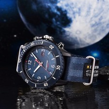 Orologio Uomo Nuovo Timex Expedition Gallatin Energia Solare Cinturino Tessuto Blu