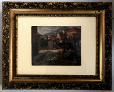 ANTICO QUADRO OLIO BORGO PAESE
