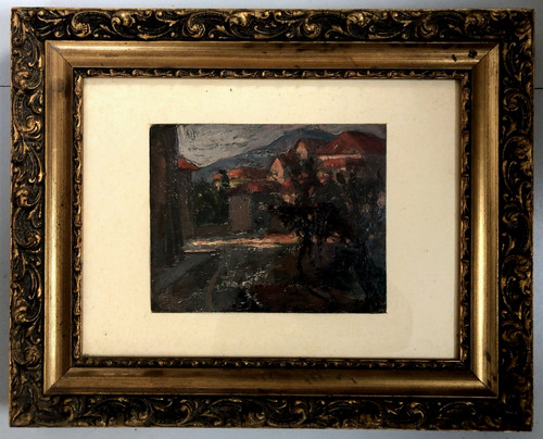Antico quadro olio borgo - olio,