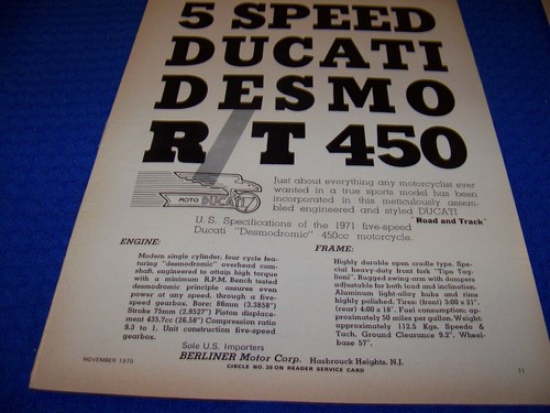 1971 ducati desmo 450 - desmo, r/t