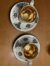 SET 2  TAZZINE CON PIATTINO PORCELLANA CERAMICA CAPODIMONTE IN BASSORILIEVO