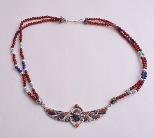 Collana con scarabeo alato - ,