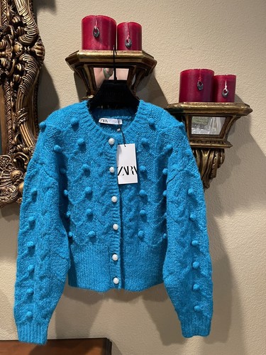 100 authentic zara blue knit - blue,