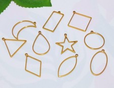 1set/10pz ciondoli open back bezel in acciaio inox  21-27mm colore oro  bijoux