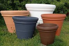 VASO TONDO DOPPIO BORDO LISCIO IN RESINA GIARDINO INT.EST.  Ø40 50 60 70 90  CM
