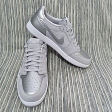 Nike Air Jordan 1 Retro Low OG scarpe da ginnastica uomo taglia UK 15 EU 50,5 grigio e argento