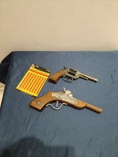 2X Pistole Giocattolo A Cartuccia Che Scoppia "La Balestra" In Legno Collezione