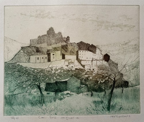 Paesaggio basco acquaforte - paesaggio,