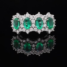 ANELLO HARMONY ORO 18KT DIAMANTI E SMERALDI 2.00 CT 1.36CT NATURALI NON TRATTATI