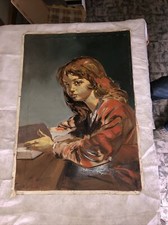 RARO!! Dipinto Ritratto Bambina Che Piange Olio Con Firma D’autore 70x50