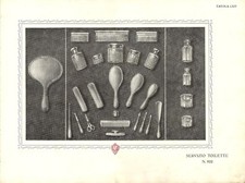 Stampa antica ARGENTERIA SERVIZIO TOILETTE ARGENTO T. 64 1935 Old Antique print