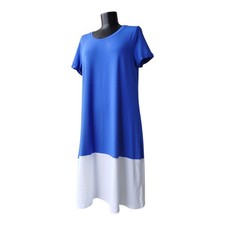 Abito Persona Marina Rinaldi manica corta colorblock blu viscosa A-Line taglia S