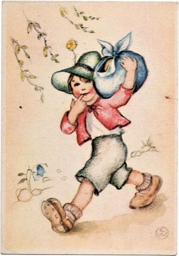 Cartolina artista bambini - d'artista,,