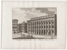 Stampa antica Mariano Vasi acquaforte Roma 1816 tempio adriano piazza di pietra