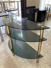 Consolle vintage anni 80 in acciaio cromato e cristallo nuova da ex mobilificio